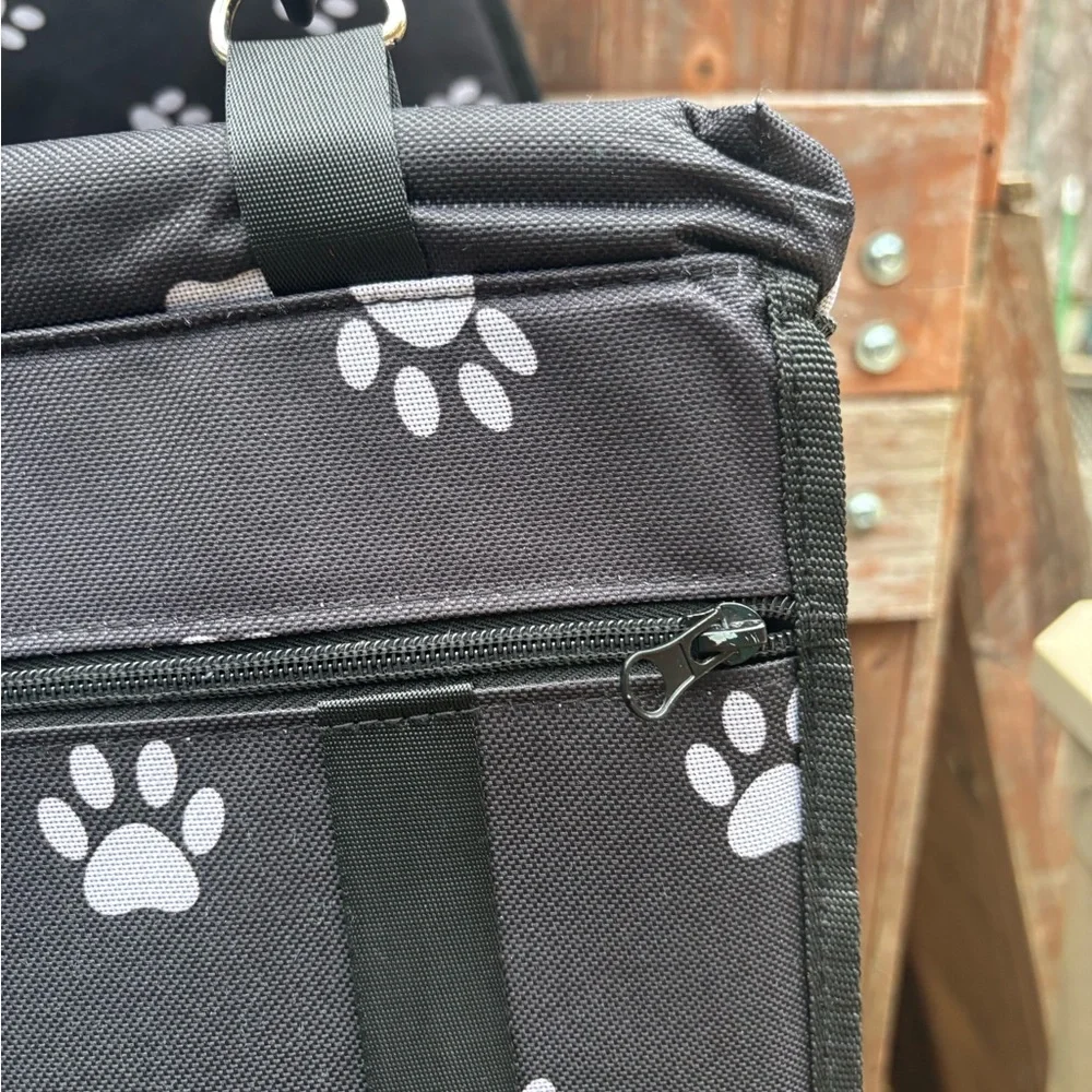 Swihelp Black Pet Carrier with White Paw Prints